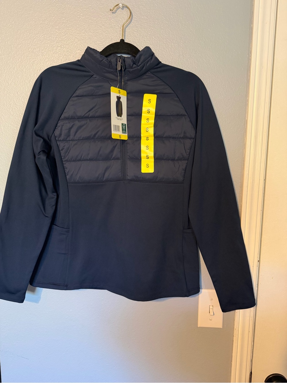 32 Degrees Navy Quilted Zip-Front Pullover